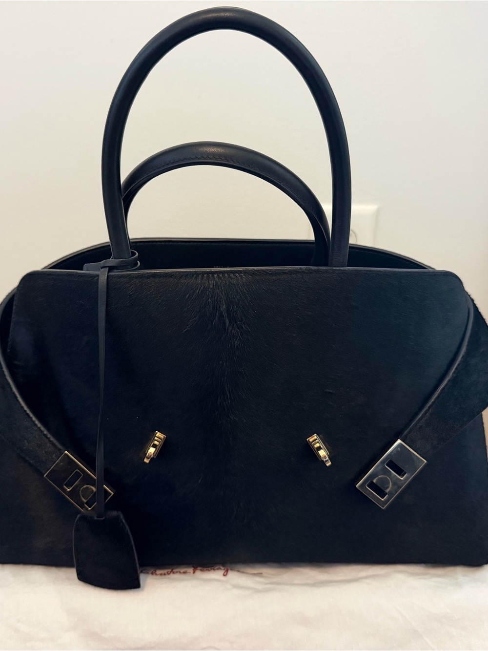 Like New Authentic Ferragamo Pony Hair Hug Bag (Large) - Picture 2 of 10